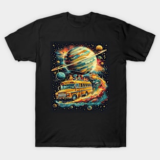 Galactic School Run: Vintage Space Bus Adventure Tee T-Shirt